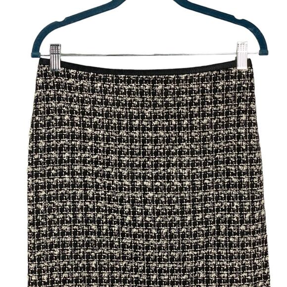 Talbots Womens Back Slit Zip Tweed Midi Pencil Skirt Black White Size 2P Career - Picture 7 of 9